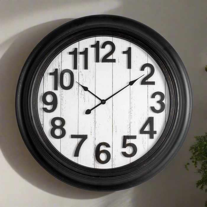 Fiber Clock - Numeric Big wooden design - Black (30"dia)