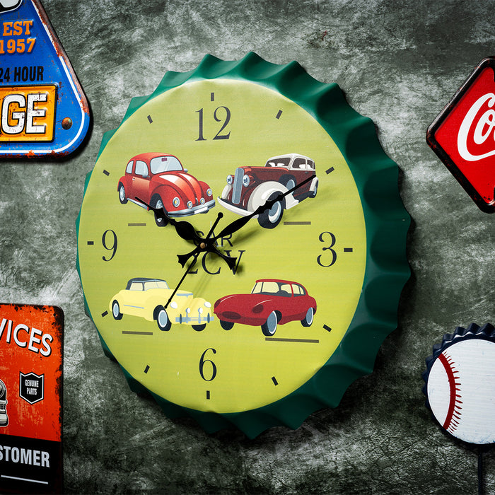 Bottle Caps wall Clock - Cars (14"x14")