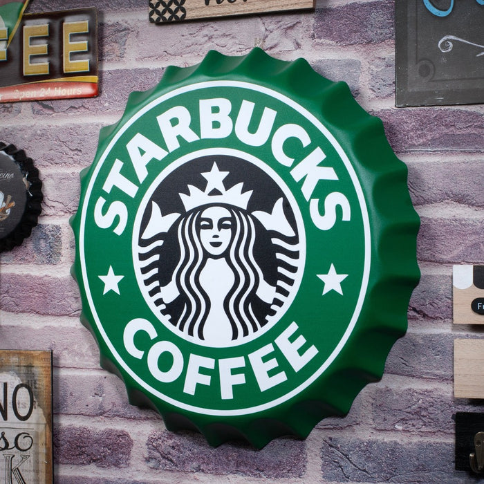 Bottle Caps wall decor sign - Starbucks Coffee (14"x14")