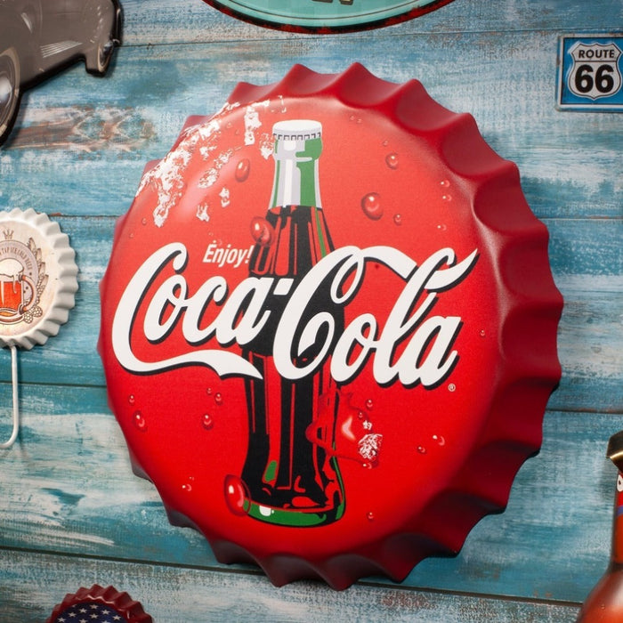 Bottle Caps wall decor sign - Enjoy C Cola (14"x14")