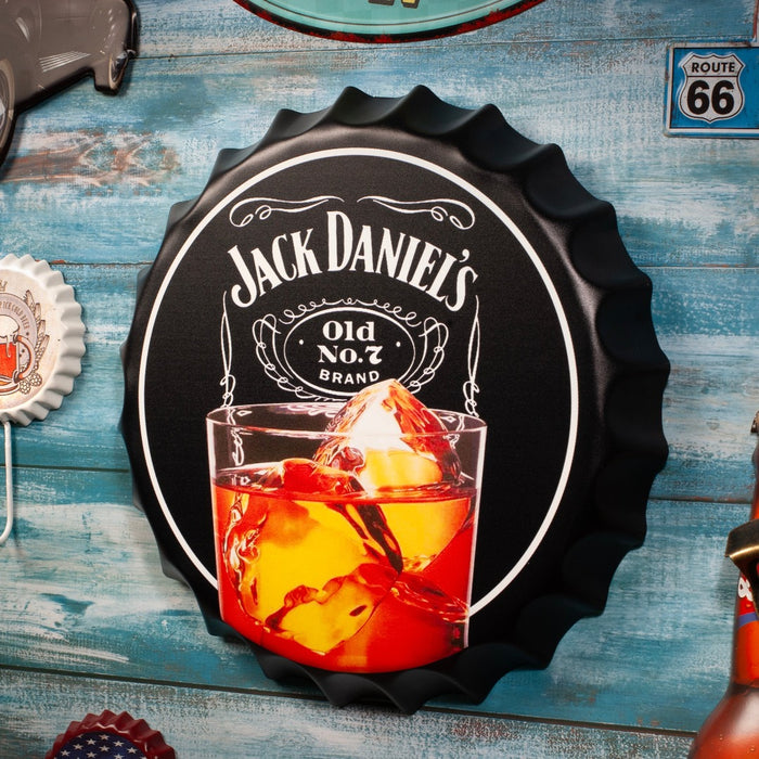 Bottle Caps wall decor sign - Jack Daniels Glass (14"x14")