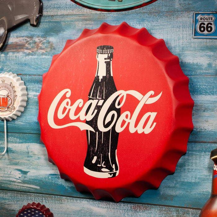 Bottle Caps wall decor sign - C Cola Red (14"x14")