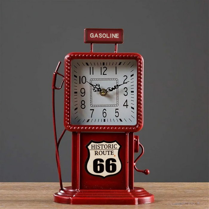 Model Clock- Gasoline Route66 Clock Red