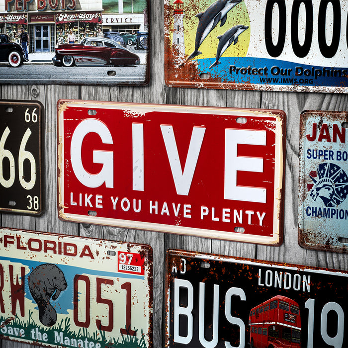 Number Plates wall sign - Give like you have plenty