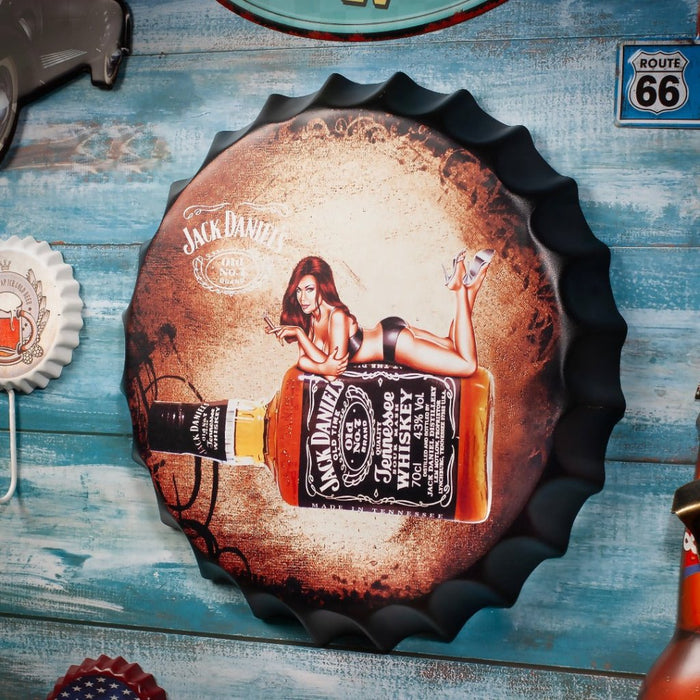 Bottle Caps wall decor sign - Jack Daniels Bottle (14"x14") - eazy wagon