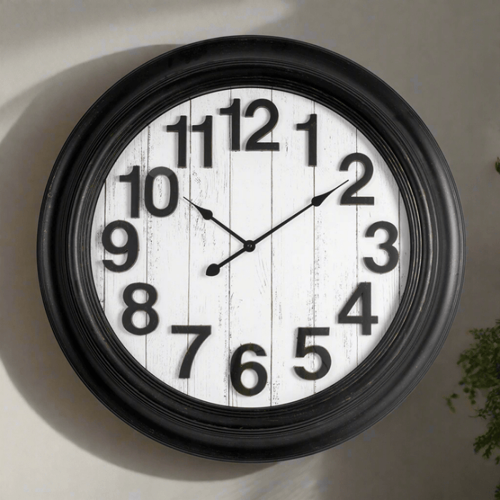 Fiber Clock - Numeric Big wooden design - Black (30"dia) - eazy wagon