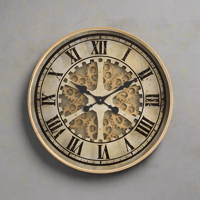 Mechanical clock - Gold Wheel (Y616 - 24") - eazy wagon