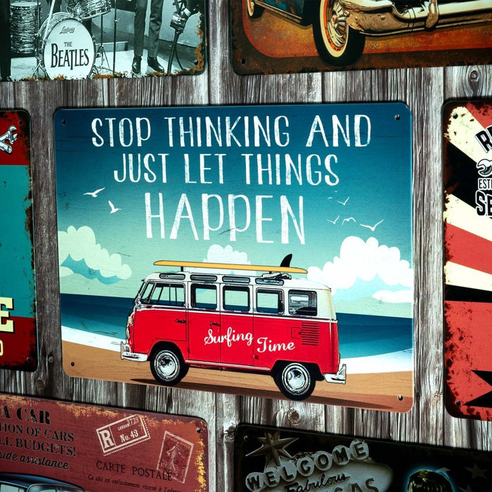 Number Plates Big wall sign - Volkswagen van Surfing Time - eazy wagon