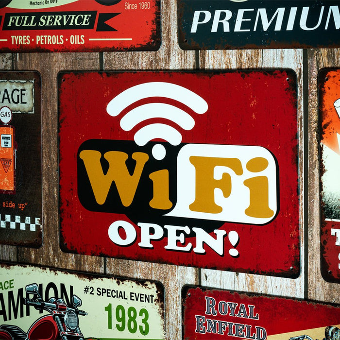 Number Plates Big wall sign - Wi - fi Open - eazy wagon