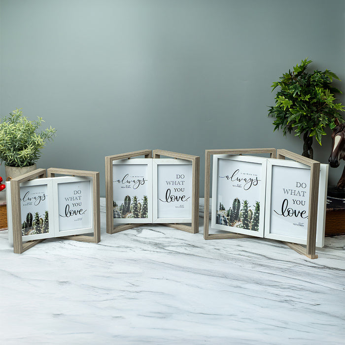 Photo Frames - Double Door Frame with Rotation - Grey
