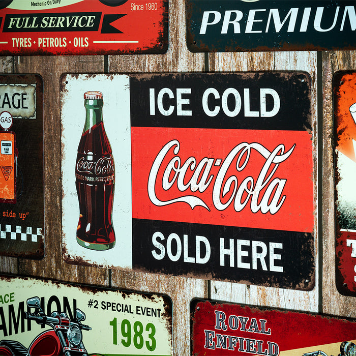 Number Plates Big wall sign - Ice Cold C cola sold Here