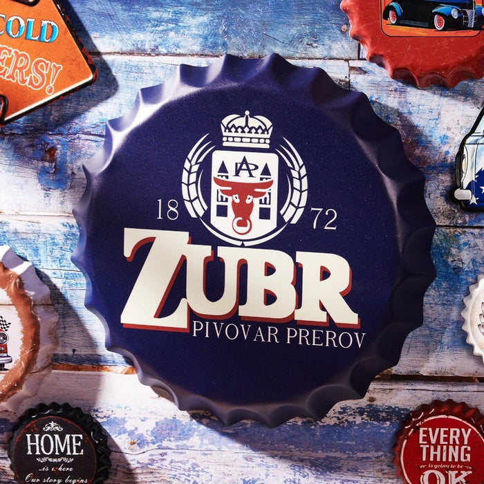 Bottle Caps wall sign - 1872 Zubr (14"x14") - eazy wagon