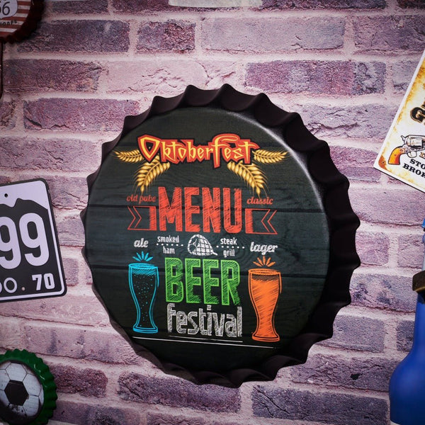Bottle Caps wall decor sign - Beer Festival  (14"x14")