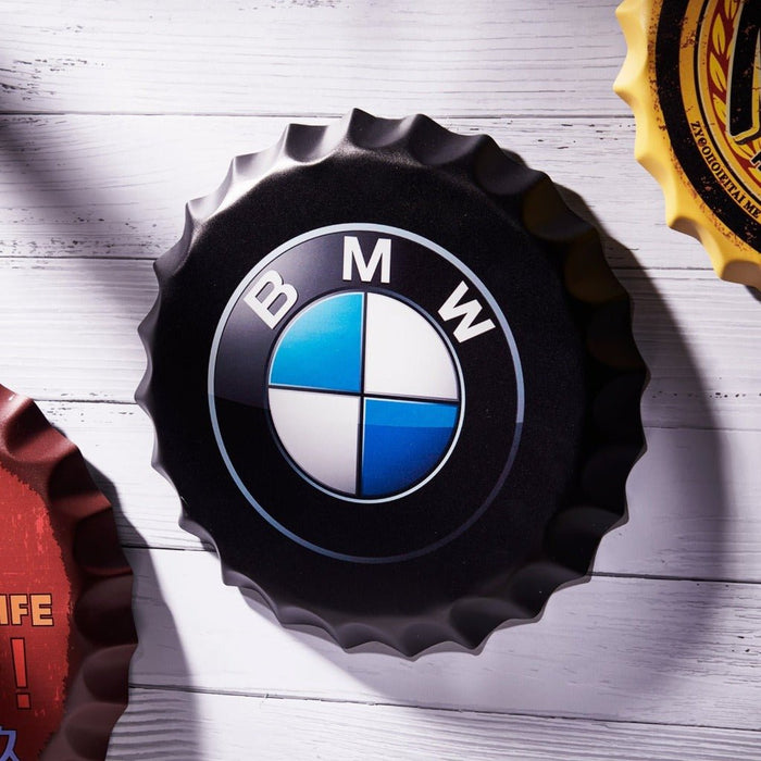 Bottle Caps wall sign - BMW (14"x14") - eazy wagon