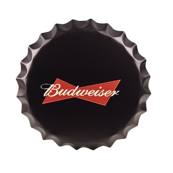 Bottle Caps wall sign - Budweiser black (14"x14") - eazy wagon