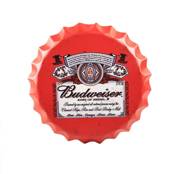Bottle Caps wall sign - Budweiser Red (14"x14") - eazy wagon