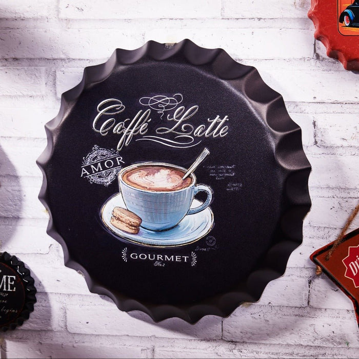 Bottle Caps wall sign - Caffe latte (14"x14") - eazy wagon