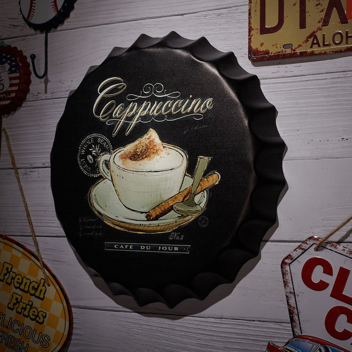 Bottle Caps wall decor sign - Cappuccino (14"x14")