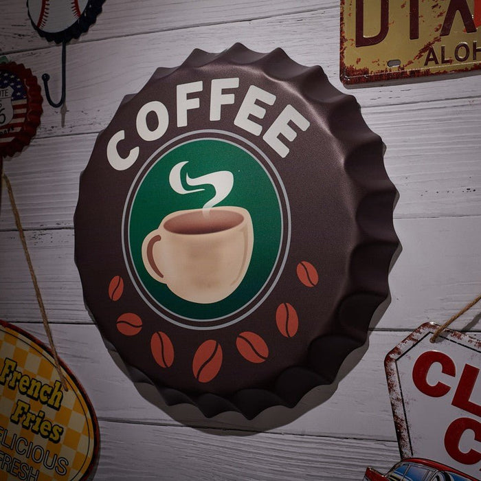Bottle Caps wall decor sign - Coffee (14"x14")