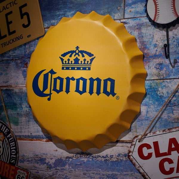Bottle Caps wall decor sign - Corona (14"x14")