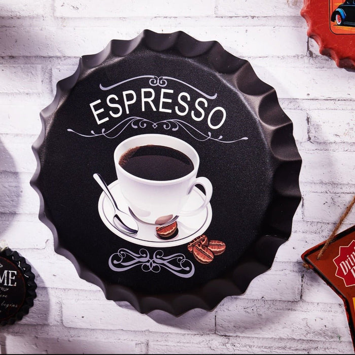 Bottle Caps wall sign - Espresso (14"x14") - eazy wagon