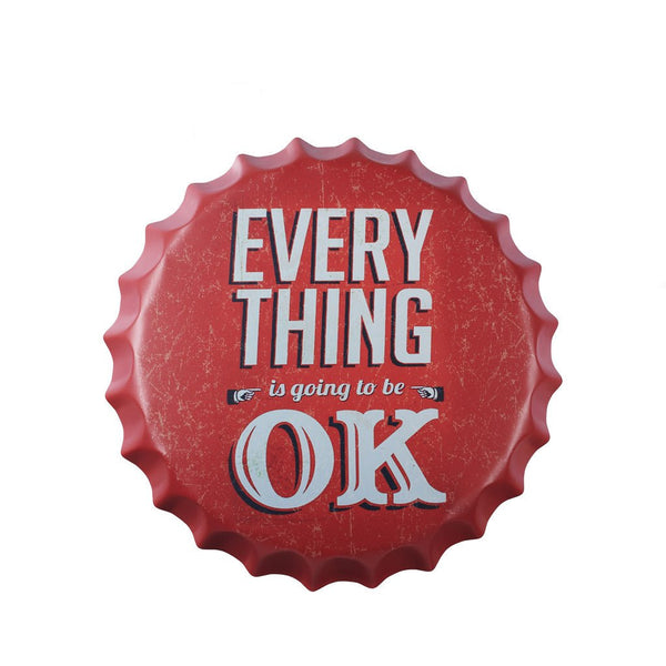 Bottle Caps wall decor sign - Everything Is Going To Be Ok (14"x14")