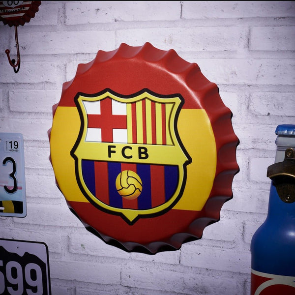Bottle Caps wall decor sign - FC Barcelona (14"x14")