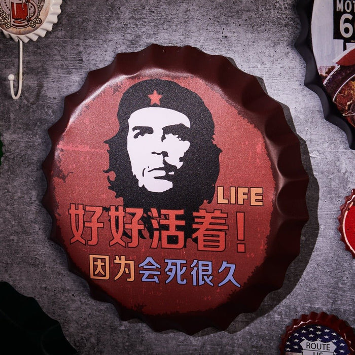 Bottle Caps wall sign - Hastala chinese (14"x14") - eazy wagon