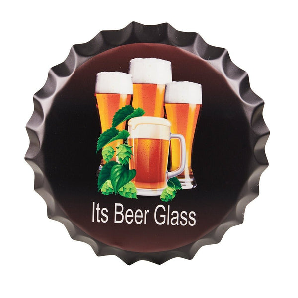 Bottle Caps wall sign - Its Beer Glass (14"x14") - eazy wagon