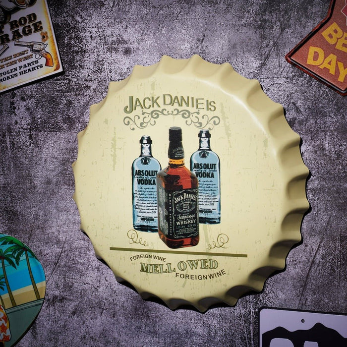 Bottle Caps wall decor sign - Jack Daniels Mellowed (14"x14")