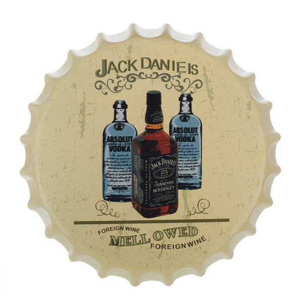 Bottle Caps wall decor sign - Jack Daniels Mellowed  (14"x14")