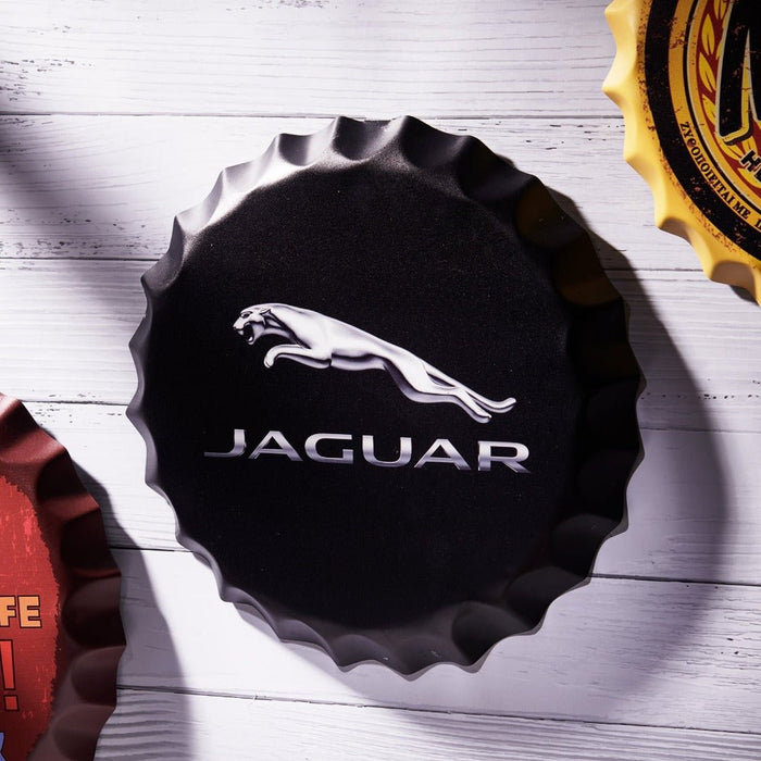 Bottle Caps wall sign - Jaguar (14"x14") - eazy wagon