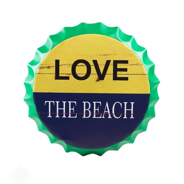 Bottle Caps wall sign - Love the Beach (14"x14") - eazy wagon