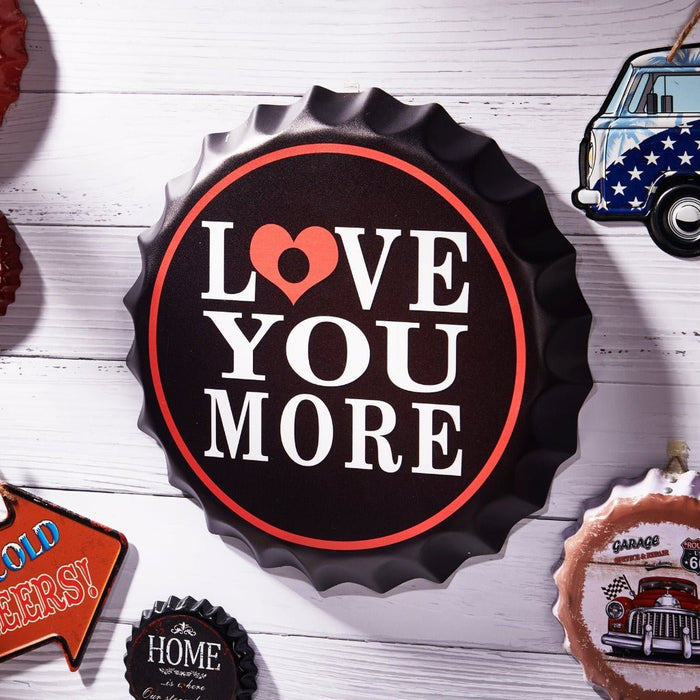 Bottle Caps wall sign - Love you More (14"x14") - eazy wagon