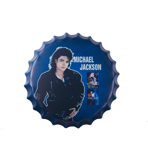Bottle Caps wall decor sign - Michael Jackson Blue (14"x14")