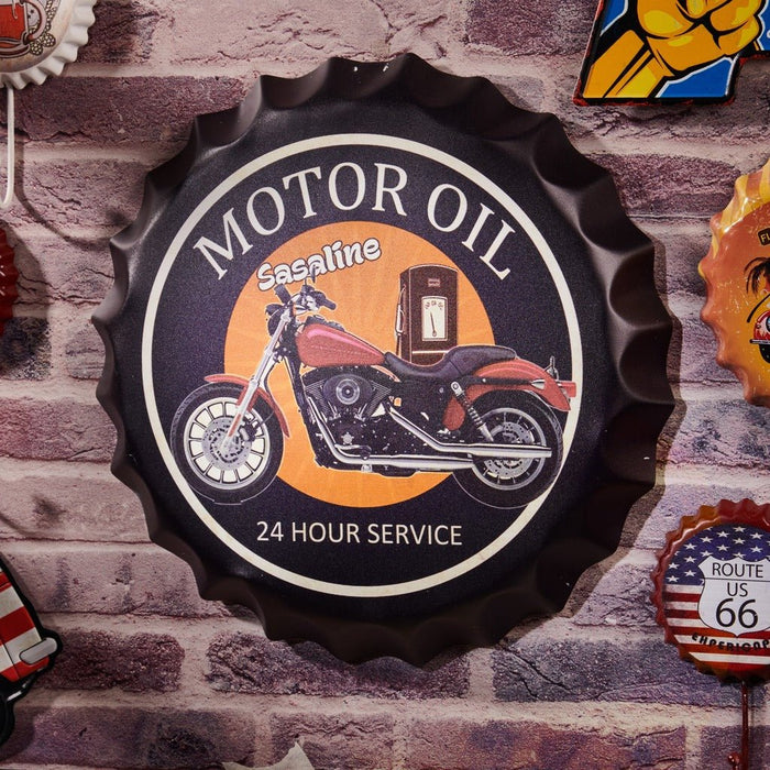 Bottle Caps wall decor sign - Motor Oil Sasaline (14"x14")