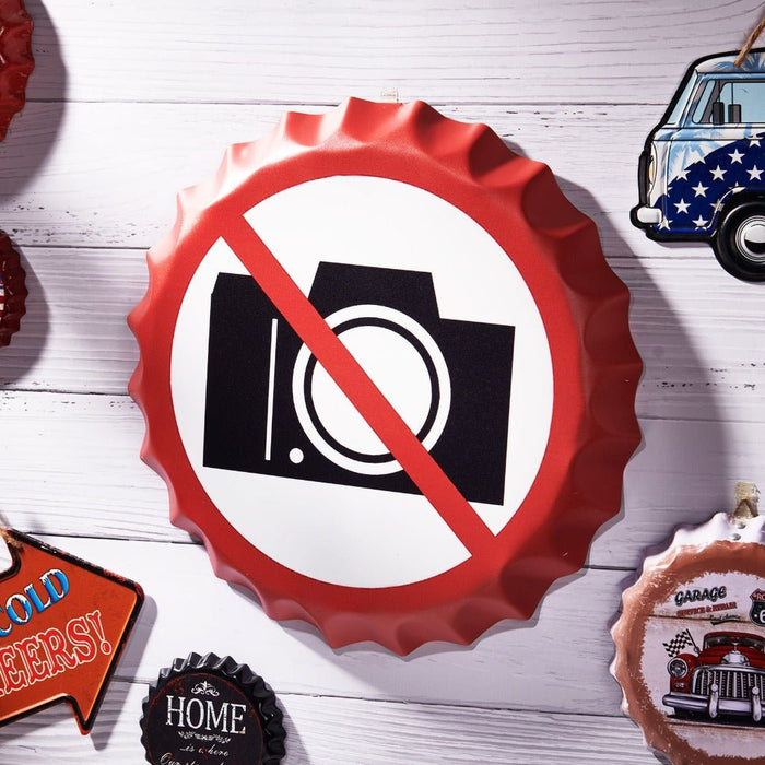 Bottle Caps wall sign - No-Photography (14"x14") - eazy wagon
