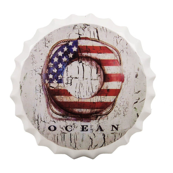 Bottle Caps wall sign - Ocean Swim Ring (14"x14") - eazy wagon