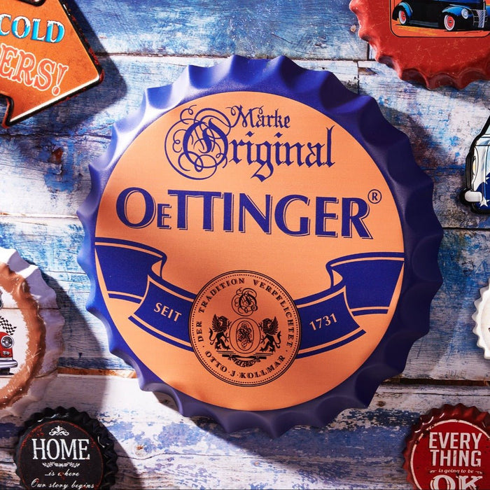 Bottle Caps wall sign - Original Oetinger (14"x14") - eazy wagon
