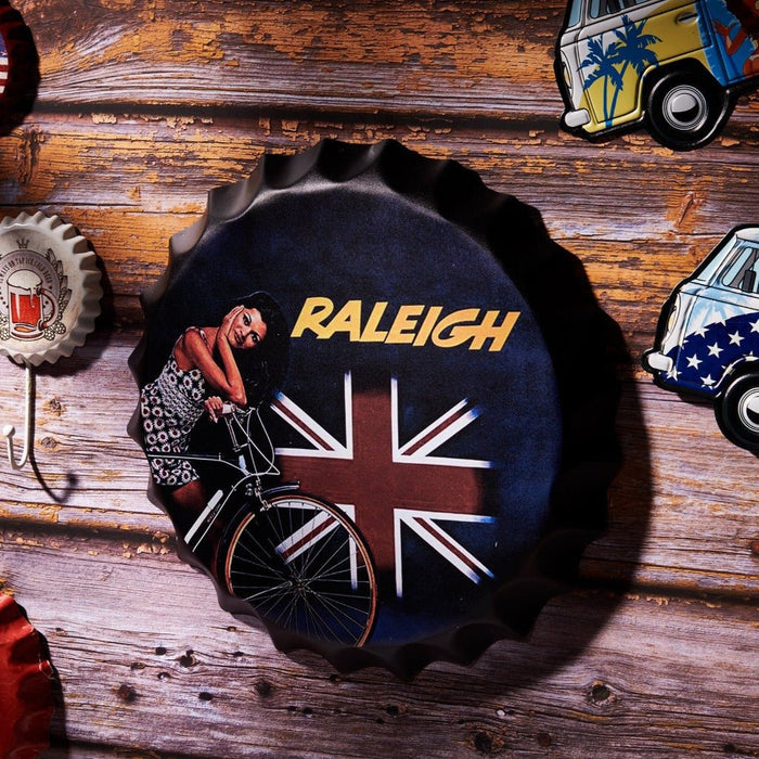 Bottle Caps wall sign - Raleigh (14"x14") - eazy wagon