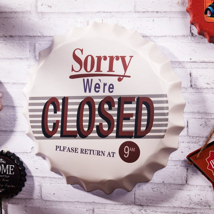 Bottle Caps wall sign - Sorry we are Closed (14"x14") - eazy wagon