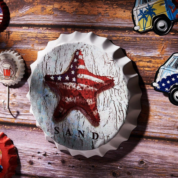 Bottle Caps wall sign - Star fish sand (14"x14") - eazy wagon