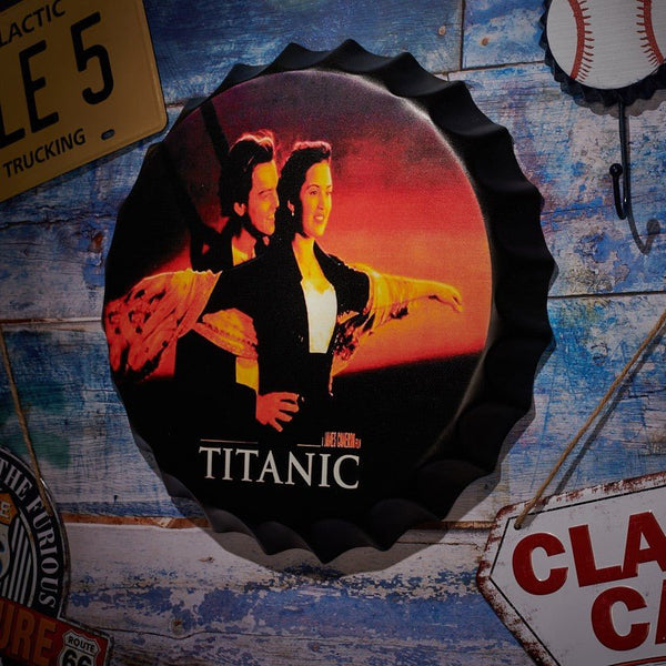 Bottle Caps wall decor sign -  Titanic (14"x14")