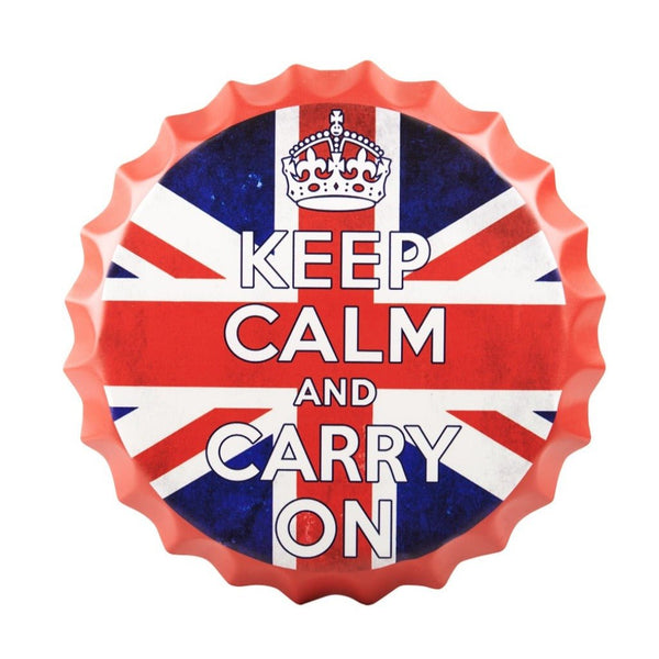 Bottle Caps wall sign - UK flag Quotes (14"x14") - eazy wagon