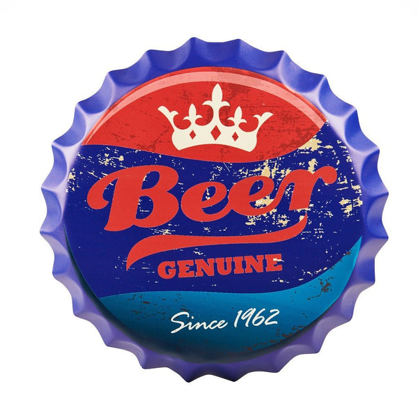 Bottle Caps wall sign - Beer Genuine (14"x14") - eazy wagon