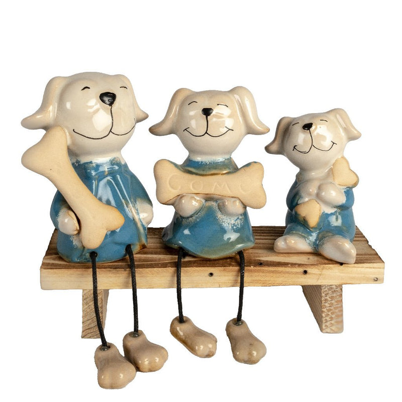 Miniature Figurine - Dog Family on a Bench - eazy wagon