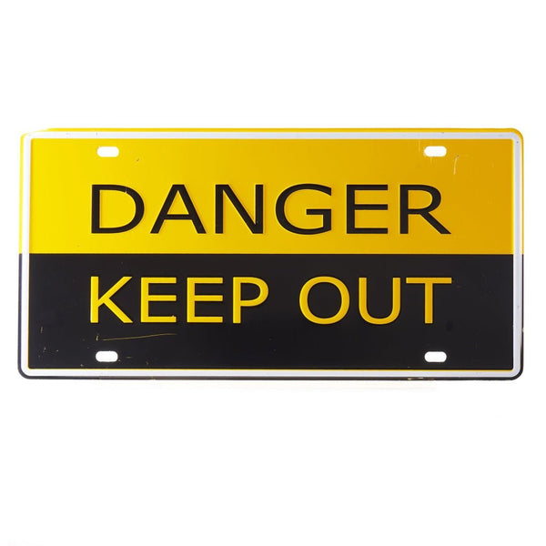 Number Plates wall sign - Danger Keep Out Yellow
