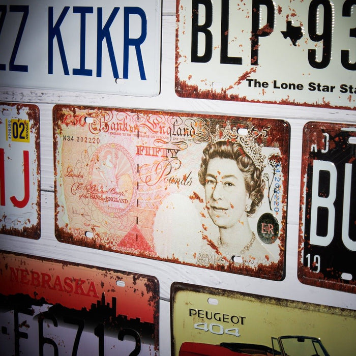 Number Plates wall sign - Fifty Pounds