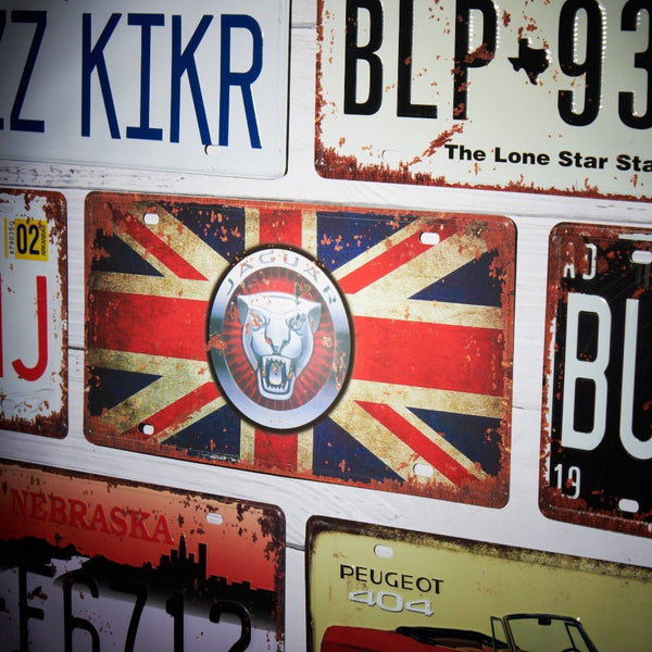 Number Plates wall sign - Jaguar UK Flag