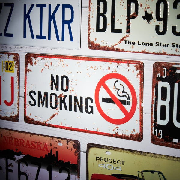 Number Plates wall sign - No Smoking White